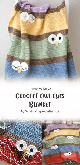 Crochet Owl Eyes Blanket By Sarah of repeat after me