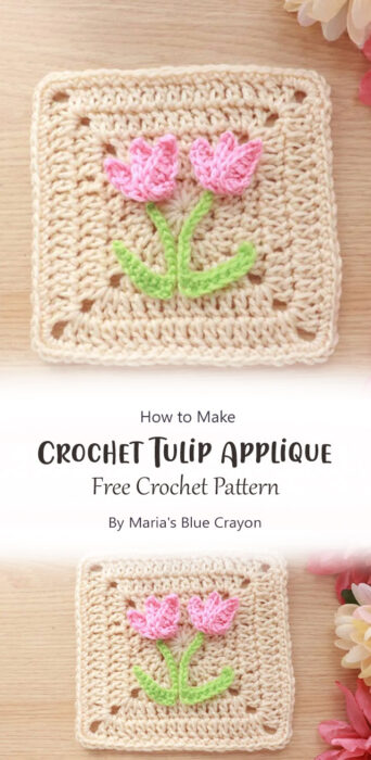 Crochet Tulip Applique Pattern By Maria's Blue Crayon