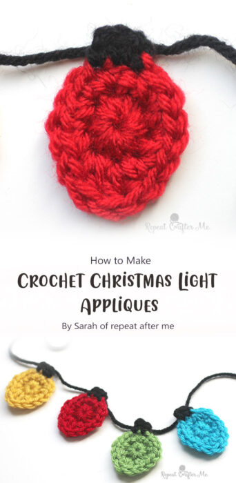 Crochet Christmas Light Appliques By Sarah of repeat after me