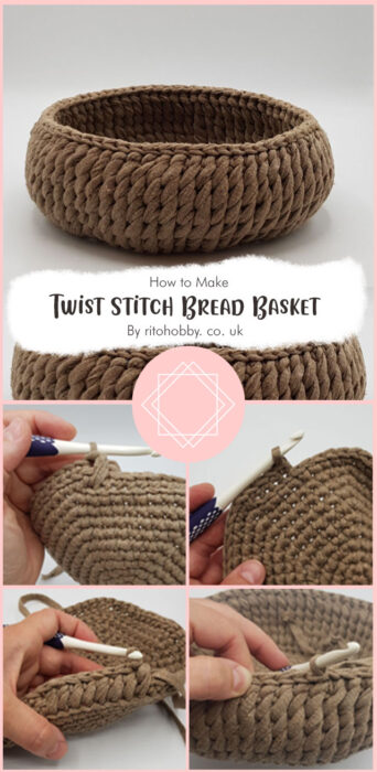 Free Crochet Pattern: Twist Stitch Bread Basket By ritohobby. co. uk