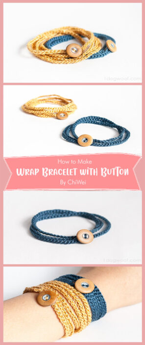 Crochet Wrap Bracelet with Button By ChiWei
