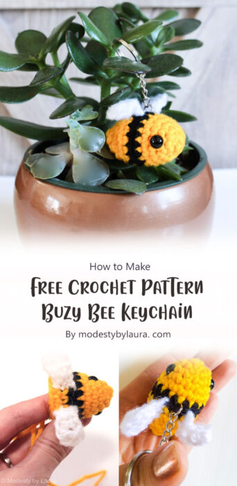 Free Crochet Pattern - Buzy Bee Keychain By modestybylaura. com
