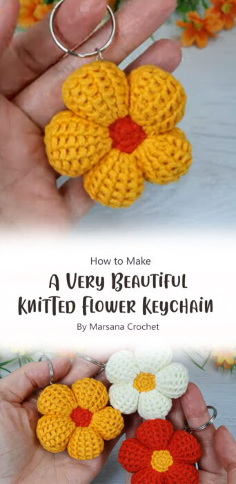 A Very Beautiful Knitted Flower Keychain By Marsana Crochet
