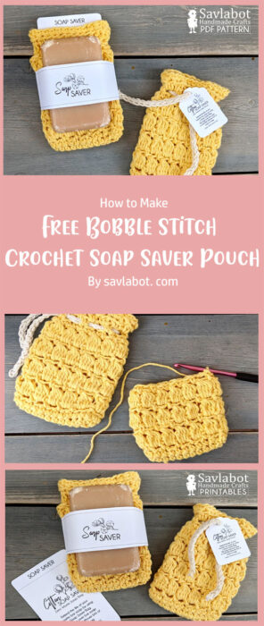 Free Bobble Stitch Crochet Soap Saver Pouch By savlabot. com