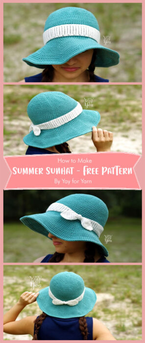 Summer Sunhat - Free Crochet Pattern for Babies, Children, and Adults By Yay for Yarn