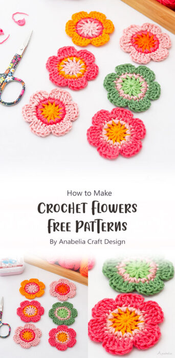 Crochet Flowers, Free Patterns By Anabelia Craft Design