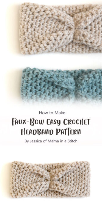Faux-Bow Easy Crochet Headband Pattern By Jessica of Mama in a Stitch