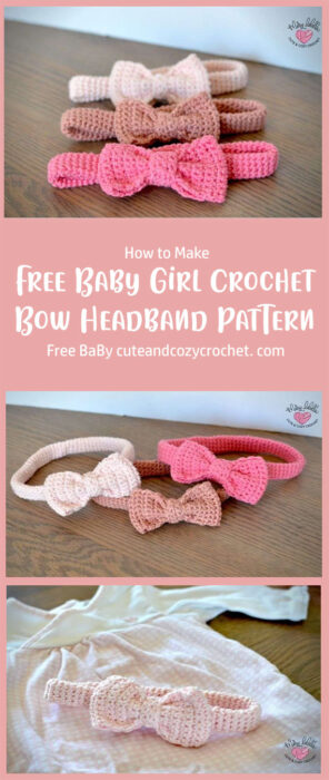 Free Baby Girl Crochet Bow Headband Pattern By cuteandcozycrochet. com