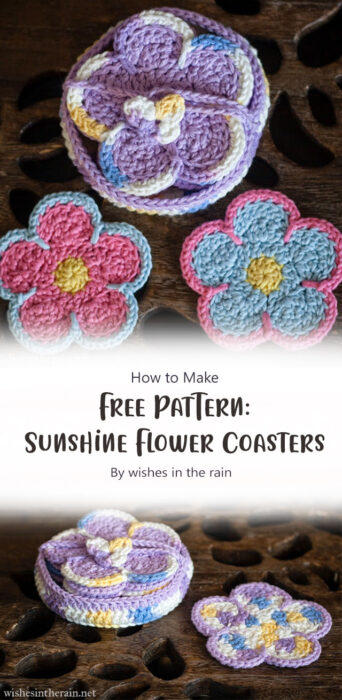 Free Pattern: Sunshine Flower Coasters By wishes in the rain