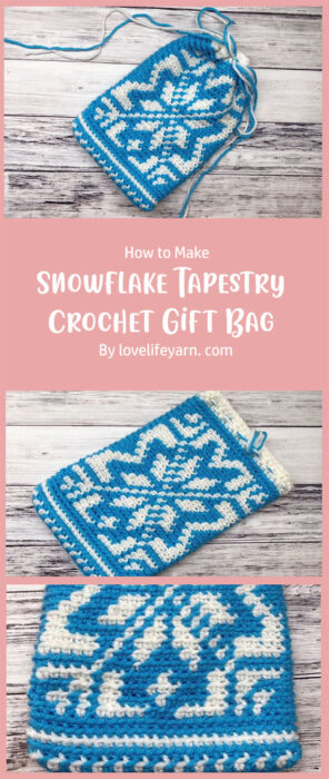Snowflake Tapestry Crochet Gift Bag (Free Pattern) By lovelifeyarn. com