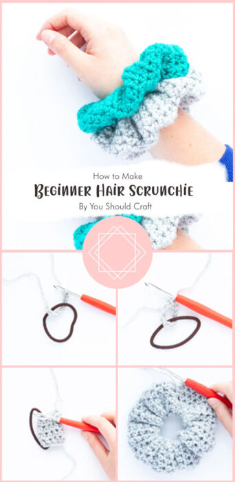 Beginner Hair Scrunchie - Free Crochet Pattern and Video By You Should Craft