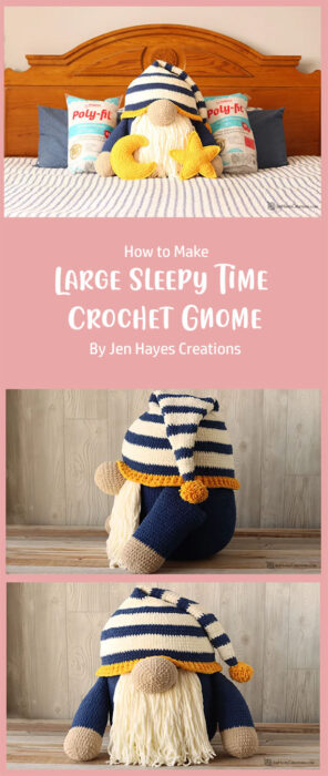Large Sleepy Time Crochet Gnome By Jen Hayes Creations