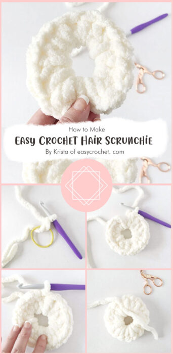Easy Crochet Hair Scrunchie By Krista of easycrochet. com