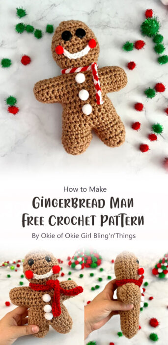 Gingerbread Man - Free Crochet Pattern By Okie of Okie Girl Bling'n'Things