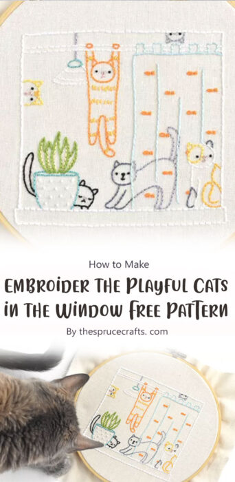 How to Embroider the Playful Cats in the Window Free Pattern By thesprucecrafts. com