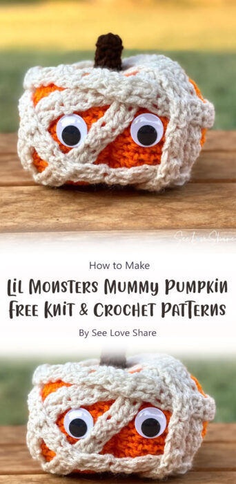 Lil Monsters Mummy Pumpkin - Free Knit & Crochet Patterns By See Love Share