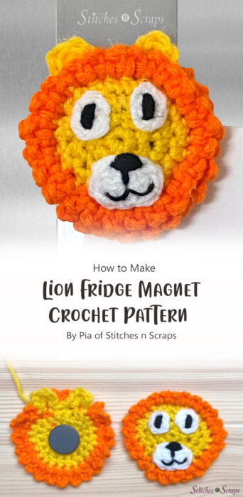 Lion Fridge Magnet Crochet Pattern By Pia of Stitches n Scraps