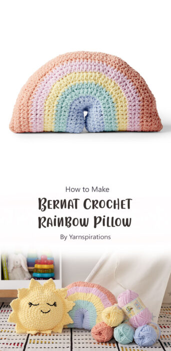 Bernat Crochet Rainbow Pillow By Yarnspirations