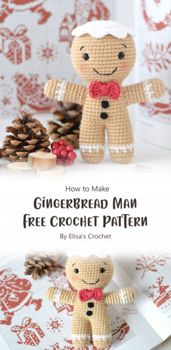 Gingerbread Man Free Crochet Pattern By Elisa's Crochet