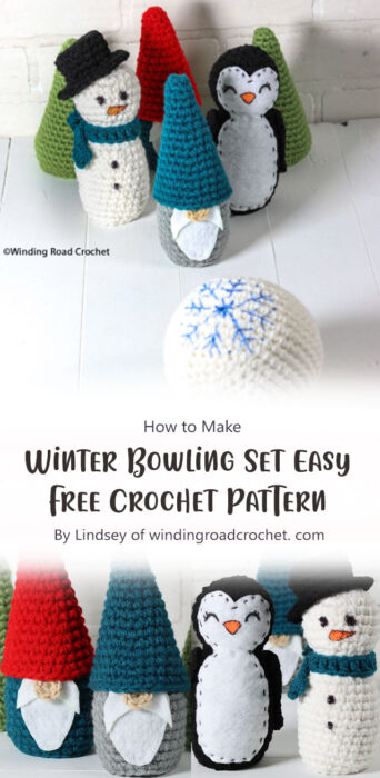 Winter Bowling Set Easy Free Crochet Pattern By Lindsey of windingroadcrochet. com