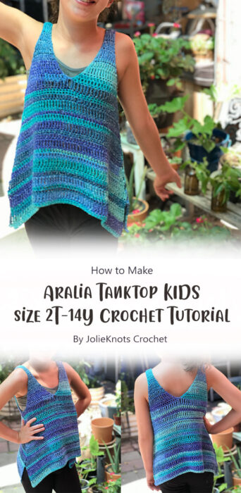 Aralia Tanktop KIDS size 2T-14Y Crochet Tutorial By JolieKnots Crochet