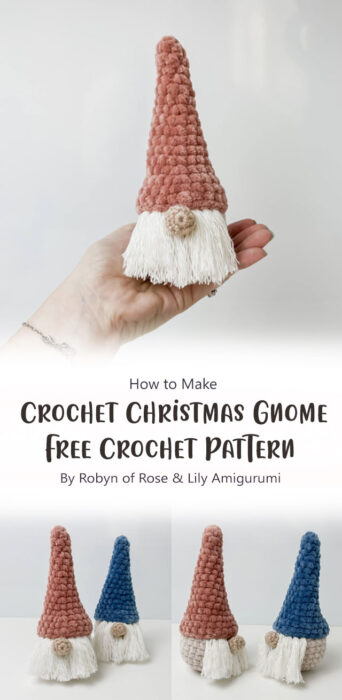 Crochet Christmas Gnome - Free Crochet Pattern By Robyn of Rose & Lily Amigurumi