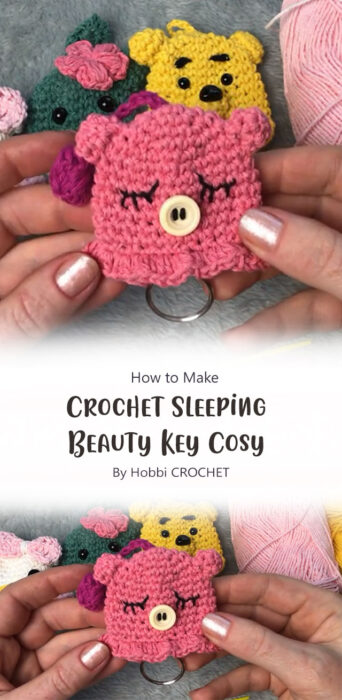 How to crochet Sleeping Beauty Key Cosy By Hobbi CROCHET