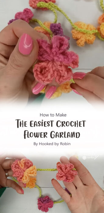 The Easiest Crochet Flower Garland! By Hooked by Robin