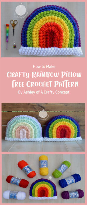 Crafty Rainbow Pillow - Free Crochet Pattern By Ashley of A Crafty Concept