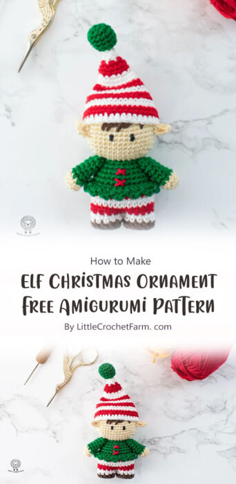 Elf Christmas Ornament Free Amigurumi Pattern By LittleCrochetFarm. com