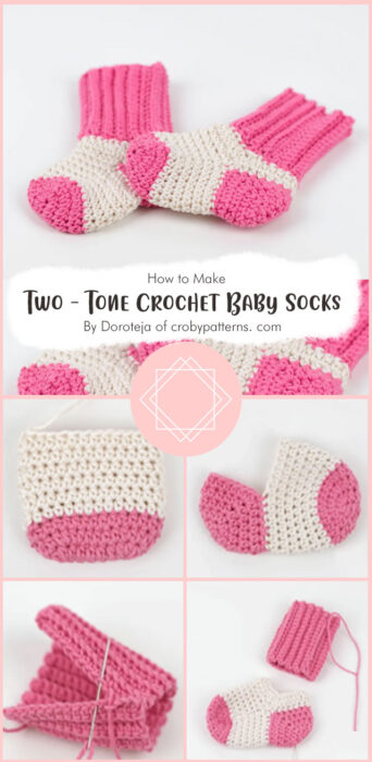 Two - Tone Crochet Baby Socks - Free Pattern By Doroteja of crobypatterns. com