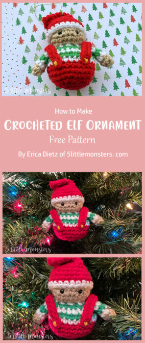 Crocheted Elf Ornament By Erica Dietz of 5littlemonsters. com