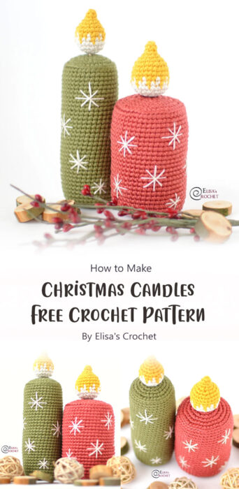 Christmas Candles Free Crochet Pattern By Elisa's Crochet