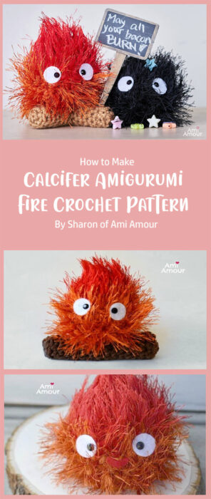 Calcifer Amigurumi - Fire Crochet Pattern By Sharon of Ami Amour