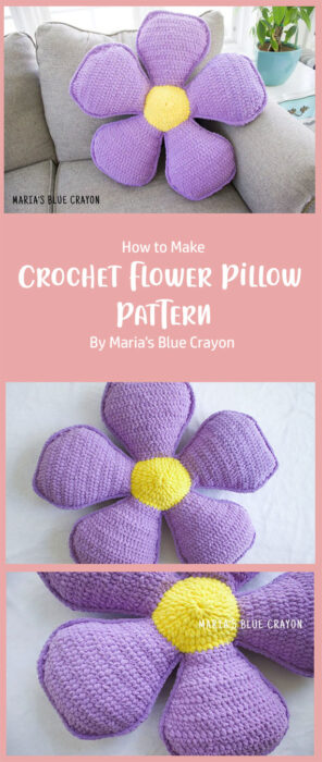 Crochet Flower Pillow Pattern By Maria's Blue Crayon