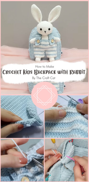 Crochet Kids Backpack with Rabbit By The Craft Cat