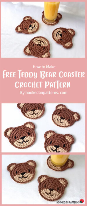 Free Teddy Bear Coaster Crochet Pattern By hookedonpatterns. com