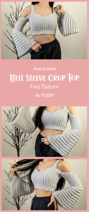 How to Crochet A Bell Sleeve Crop Top By TCDDIY