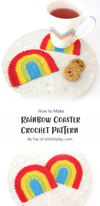 Rainbow Coaster Crochet Pattern By Fay of stitchbyfay. com