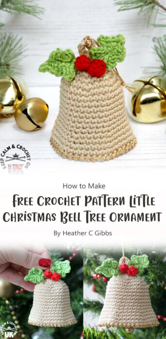 Free Crochet Pattern - Little Christmas Bell Tree Ornament By Heather C Gibbs