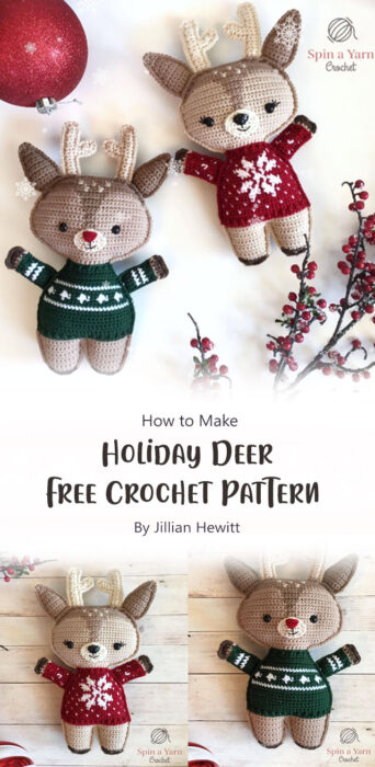 Holiday Deer Free Crochet Pattern By Jillian Hewitt
