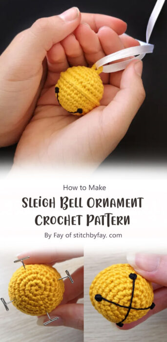 Sleigh Bell Ornament Crochet Pattern By Fay of stitchbyfay. com