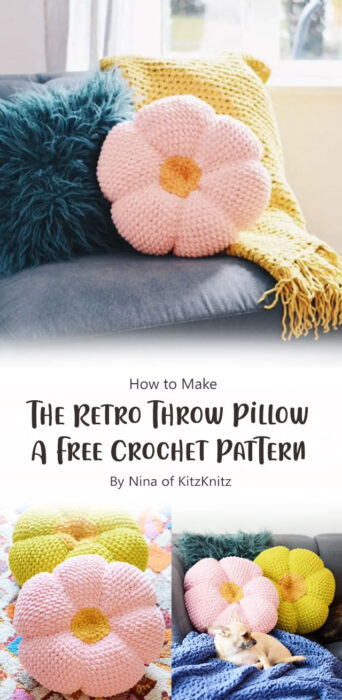 The Retro Throw Pillow: A Free Crochet Pattern By Nina of KitzKnitz
