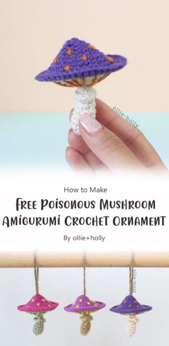 Free Poisonous Mushroom Amigurumi Crochet Ornament Pattern By ollie+holly