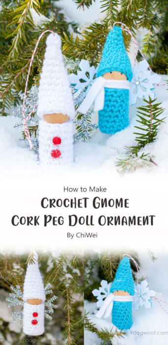 Crochet Gnome Cork Peg Doll Ornament By ChiWei