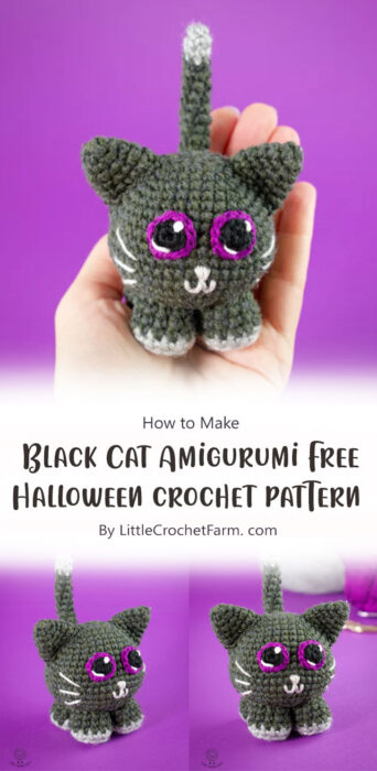 Black Cat Amigurumi Free Halloween crochet pattern By LittleCrochetFarm. com