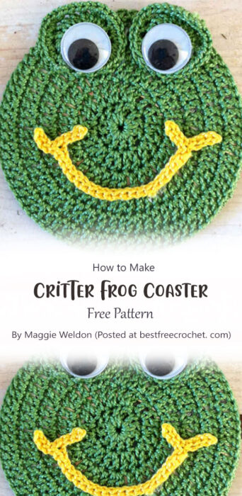 Critter Frog Coaster By Maggie Weldon (Posted at bestfreecrochet. com)