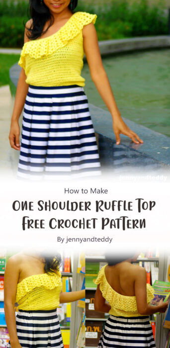 Easy One Shoulder Ruffle Top Free Crochet Pattern By jennyandteddy