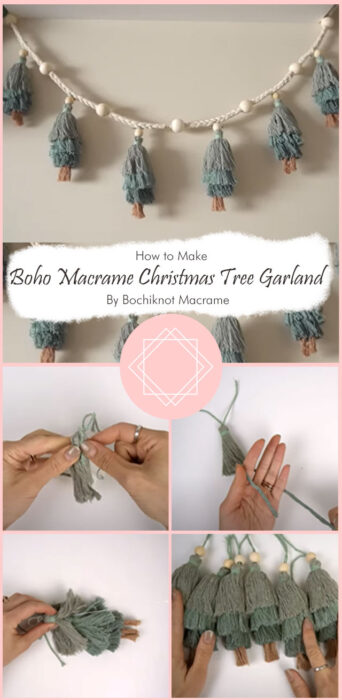How to DIY Easy Boho Macrame Christmas Tree Garland By Bochiknot Macrame