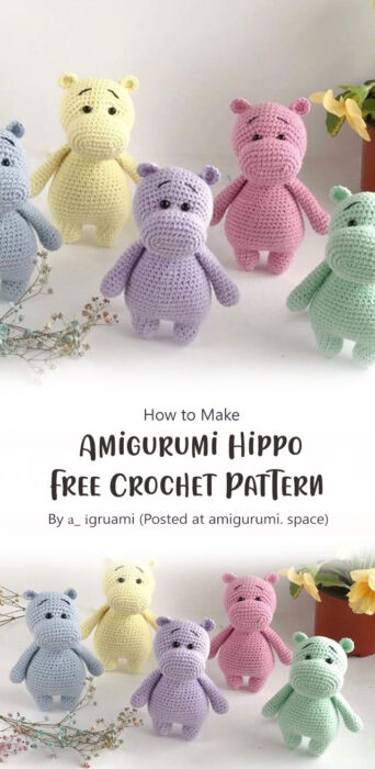  Amigurumi Hippo Free Crochet Pattern By а_ іgruami (Posted at amigurumi. space)